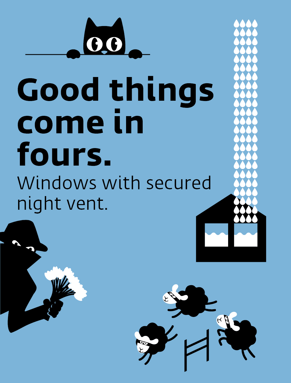 Good things come in fours. Windows with secured night vent.